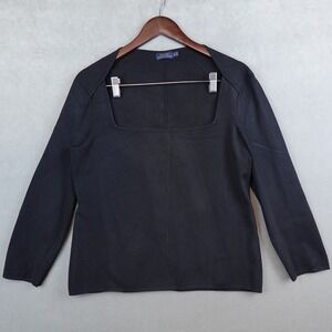 Polo Ralph Lauren Top Womens XL Black Square Neck Long Sleeves Strech